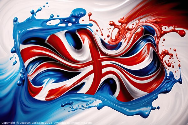 United Kingdom flag drawn with liquid paint fade.  Picture Board by Joaquin Corbalan