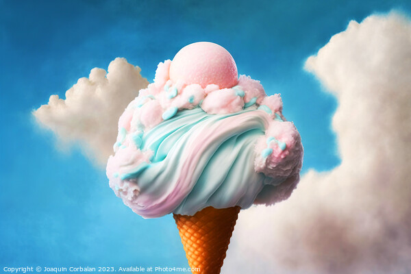 A soft and fluffy cottony cream ice cream in the clouds. Ai gene Picture Board by Joaquin Corbalan