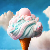 Buy canvas prints of A soft and fluffy cottony cream ice cream in the clouds. Ai gene by Joaquin Corbalan