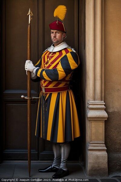 Representation of the guards of the Swiss guard of the Vatican,  Picture Board by Joaquin Corbalan