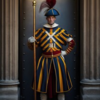 Buy canvas prints of Representation of the guards of the Swiss guard of by Joaquin Corbalan