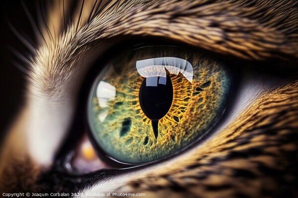 Close-up of the eye of a feline like a cat. Ai generated. Picture Board by Joaquin Corbalan