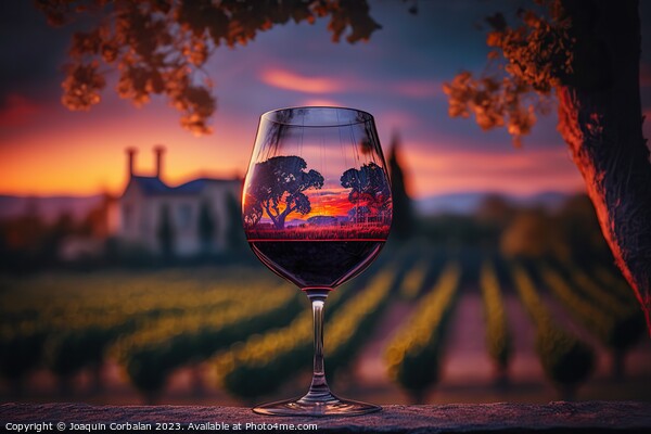 Relaxing moment with a glass of rosé wine at sunset in a Europe Picture Board by Joaquin Corbalan