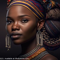Buy canvas prints of African woman posing with her traditional tribal dress, ancestra by Joaquin Corbalan