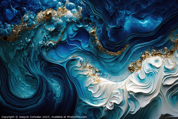 Beautiful artistic abstract creation of soothing blue wavy tones Picture Board by Joaquin Corbalan