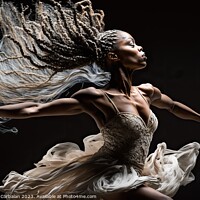 Buy canvas prints of Woman dancer dances artistically with modern grace, isolated bla by Joaquin Corbalan
