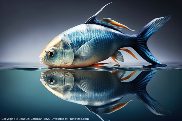 surreal image of a fish in and out of water, studio. Ai generate Picture Board by Joaquin Corbalan