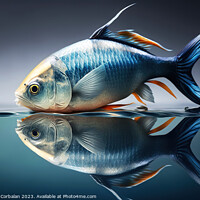 Buy canvas prints of surreal image of a fish in and out of water, studio. Ai generate by Joaquin Corbalan