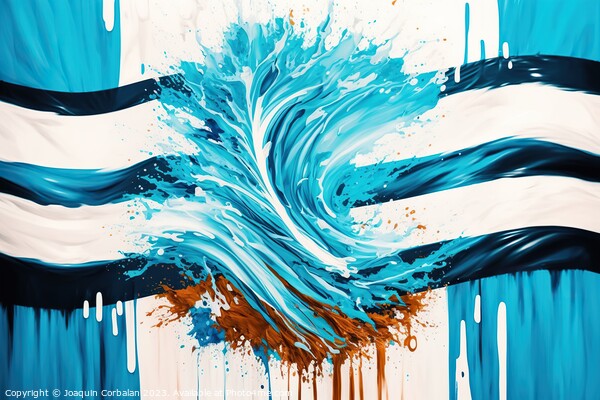 Argentinian flag, drawn with liquid acrylic. Ai generated. Picture Board by Joaquin Corbalan