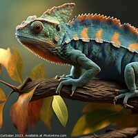 Buy canvas prints of Wild chameleon in a forest. Ai generated. by Joaquin Corbalan