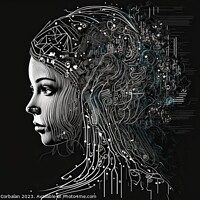 Buy canvas prints of Concept illustration of humans assisted by artificial intelligen by Joaquin Corbalan