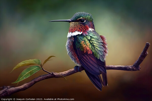 Beautiful brightly colored hummingbird, blurred background. Ai g Picture Board by Joaquin Corbalan