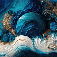 Buy canvas prints of Artistic drawing of an abstract sea with metaphorical blue waves by Joaquin Corbalan