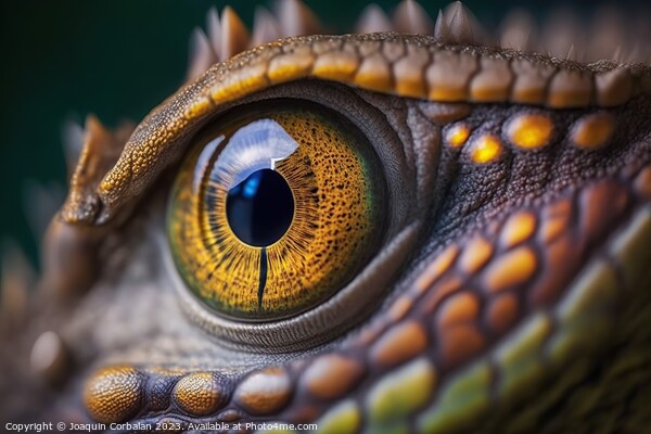 Macro of a colorful reptile eye. Ai generated. Picture Board by Joaquin Corbalan