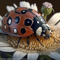 Buy canvas prints of Macro of a ladybug on a flower. Ai generated. by Joaquin Corbalan