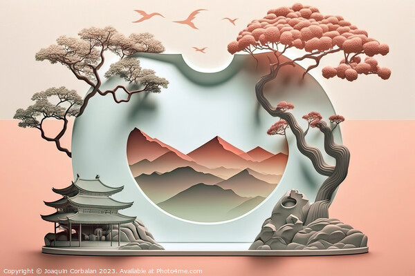 China, Tourist postcard of landscape topics, simple flat design  Picture Board by Joaquin Corbalan