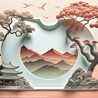 Buy canvas prints of China, Tourist postcard of landscape topics, simple flat design  by Joaquin Corbalan