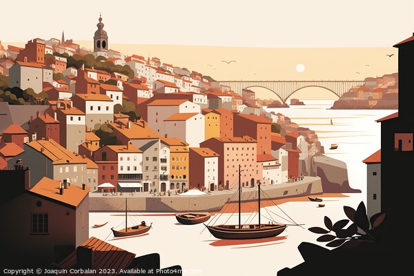Porto, portugal, Tourist postcard of landscape topics, simple fl Picture Board by Joaquin Corbalan