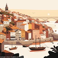 Buy canvas prints of Porto, portugal, Tourist postcard of landscape topics, simple fl by Joaquin Corbalan