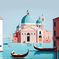Buy canvas prints of Venice, Tourist postcard of landscape topics, simple flat design by Joaquin Corbalan