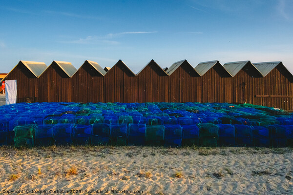 Pots, baskets and traps for fishing, piled up on the coast. Picture Board by Joaquin Corbalan