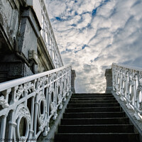 Buy canvas prints of Ancient decorated staircase with beautiful handrails goes up tow by Joaquin Corbalan