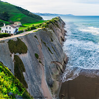 Buy canvas prints of View of the coast and cliffs of Zumaia a nice sunny day. by Joaquin Corbalan