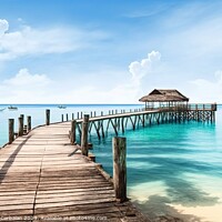Buy canvas prints of Paradisiacal view of a pier on an island in the pacific tropics. by Joaquin Corbalan