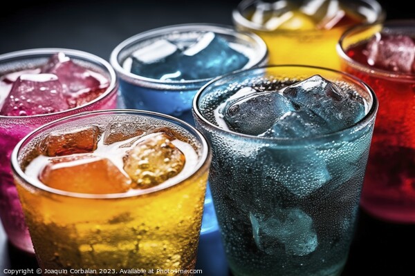 Refreshing drinks with soda, in vibrant and striking colors. Ai  Picture Board by Joaquin Corbalan