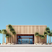 Buy canvas prints of Design of the minimalist facade of a local with a single floor,  by Joaquin Corbalan