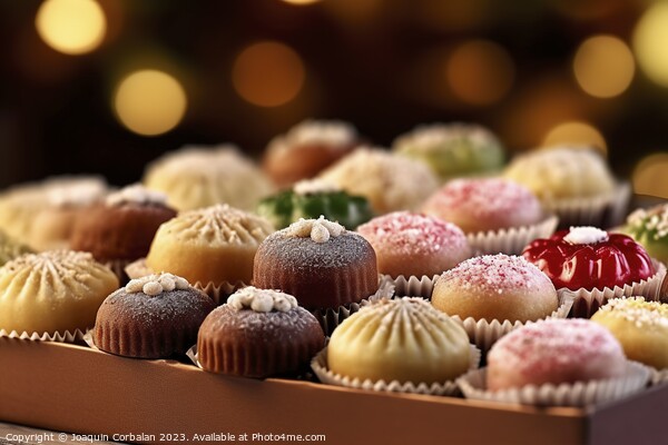 Delicious traditional handmade Christmas sweets, for sale at a m Picture Board by Joaquin Corbalan