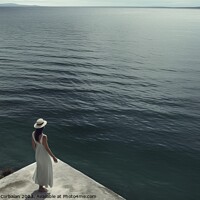 Buy canvas prints of woman in the stunning dress walks fearlessly on the edge of the  by Joaquin Corbalan