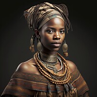 Buy canvas prints of Portrait of a young black-skinned African woman wearing traditio by Joaquin Corbalan