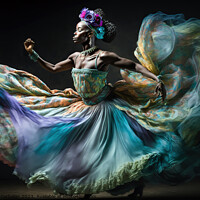Buy canvas prints of Woman dancer dances artistically with modern grace, isolated bla by Joaquin Corbalan