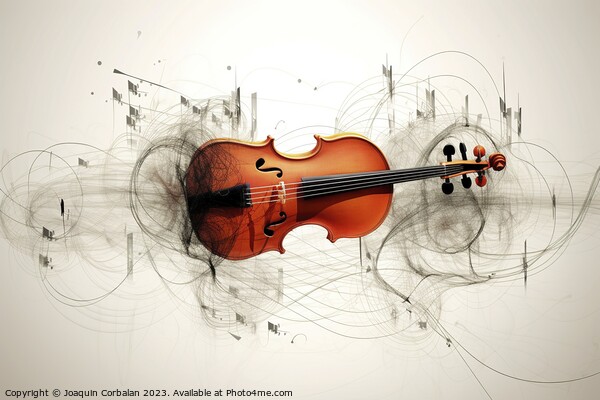 An artistic illustration of a violin surrounded by inspiring abs Picture Board by Joaquin Corbalan