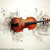 Buy canvas prints of An artistic illustration of a violin surrounded by inspiring abs by Joaquin Corbalan