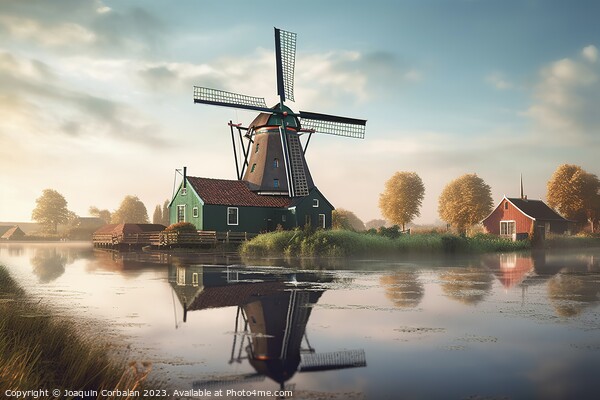 A timeless Dutch countryside scene with iconic windmills and ser Picture Board by Joaquin Corbalan