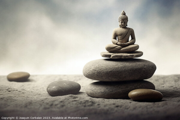 A simple composition of balanced rocks invites peaceful contempl Picture Board by Joaquin Corbalan