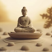 Buy canvas prints of Zen scene, with relaxing stacked stones. Ai generated. by Joaquin Corbalan