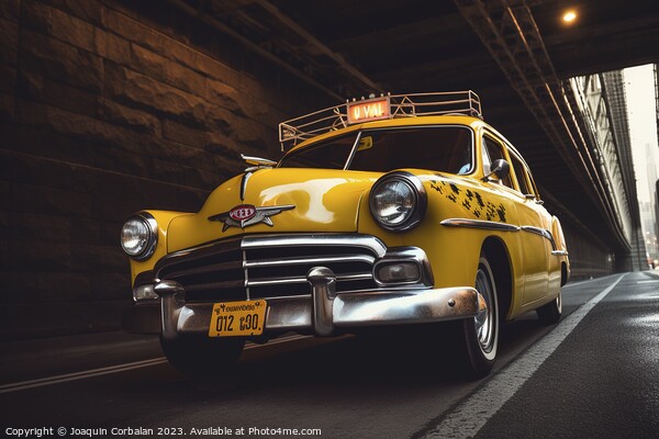  a vintage New York taxi cruises through the urban. Ai generated Picture Board by Joaquin Corbalan