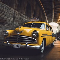 Buy canvas prints of A retro New York taxi still drives through the streets of the ci by Joaquin Corbalan