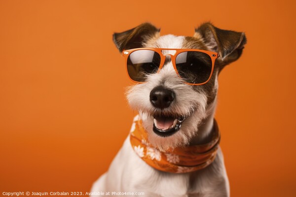 Cute Russell dog with sunglasses and smile, on ora Picture Board by Joaquin Corbalan