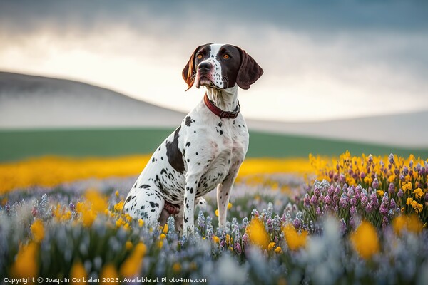 An English Pointer dog, healthy and attentive to p Picture Board by Joaquin Corbalan