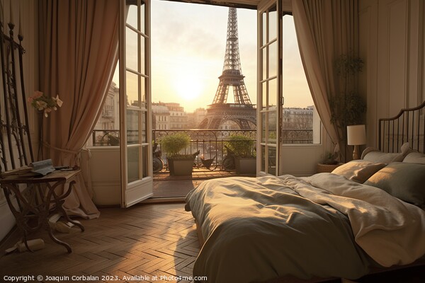Luxurious room with views of the city of Paris. Ai generated. Picture Board by Joaquin Corbalan