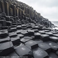 Buy canvas prints of Blocks of black basalt, geometrically shaped rocks on the coast. by Joaquin Corbalan
