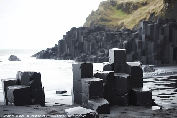 blocks of black basalt stand as striking geometric formations, c Picture Board by Joaquin Corbalan