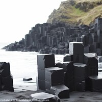 Buy canvas prints of blocks of black basalt stand as striking geometric formations, c by Joaquin Corbalan