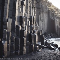 Buy canvas prints of Blocks of black basalt, geometrically shaped rocks on the coast. by Joaquin Corbalan
