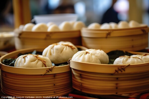 Delicious round boxes with traditional Dim Sum filled with tasty Picture Board by Joaquin Corbalan