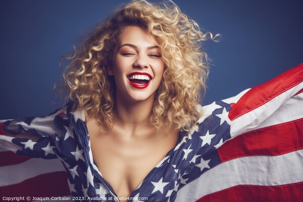 African American woman poses proudly with the American flag. Ai  Picture Board by Joaquin Corbalan